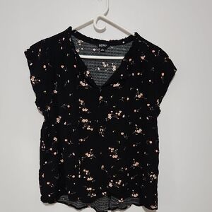 H&M Black Floral Blouse